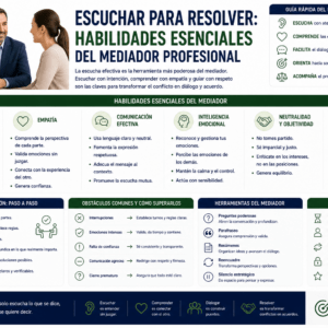 Escuchar para resolver: habilidades esenciales del mediador profesional.